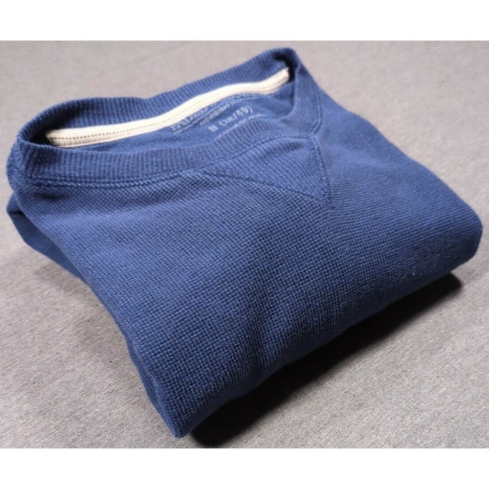 Faded Glory Navy Blue Waffle Knit Sweater Mens Size M Crew‎ Neck Soft Base Layer